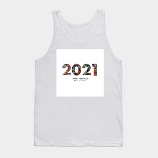 2021 black text with colorful cute flowers Tank Top